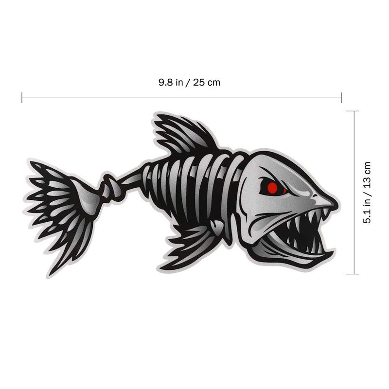 WINOMO 2Pcs 10x5 inch Fish Skeleton Decals Sticker Vinyl Auto Decal Sticker for Kayak Fishing Car - Image 3